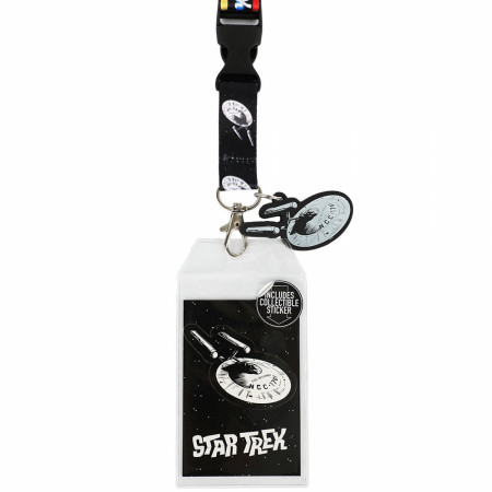 Star Trek Enterprise Repeating Lanyard With Charm and Card Holder